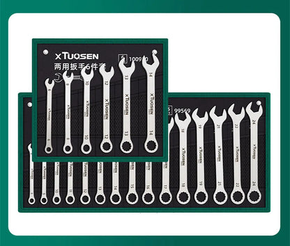 Ultradünner Schraubenschlüssel-Satz mit offenem Ende, 6–27 mm, Pflaumenschlüssel-Kombination, universelles Ratschenschlüssel-Set mit zwei Köpfen, Auto-Reparaturwerkzeuge