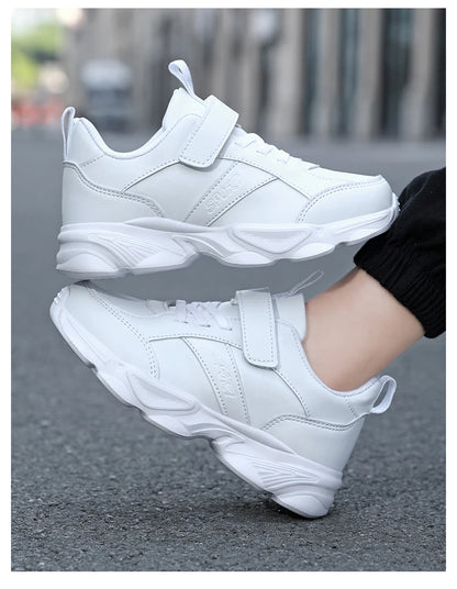 Children Shoes Kids Casual Sneakers Black Pu Leather Sports Shoes for Boy Girls White Shoes School Running Tennis Sneaker.