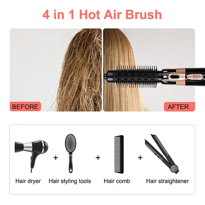 Hot Selling Professional 4-In-1 Hot Air Brush Portable High-Power Curly Hair Hot Air Comb Salon Women'S Styling Tool.