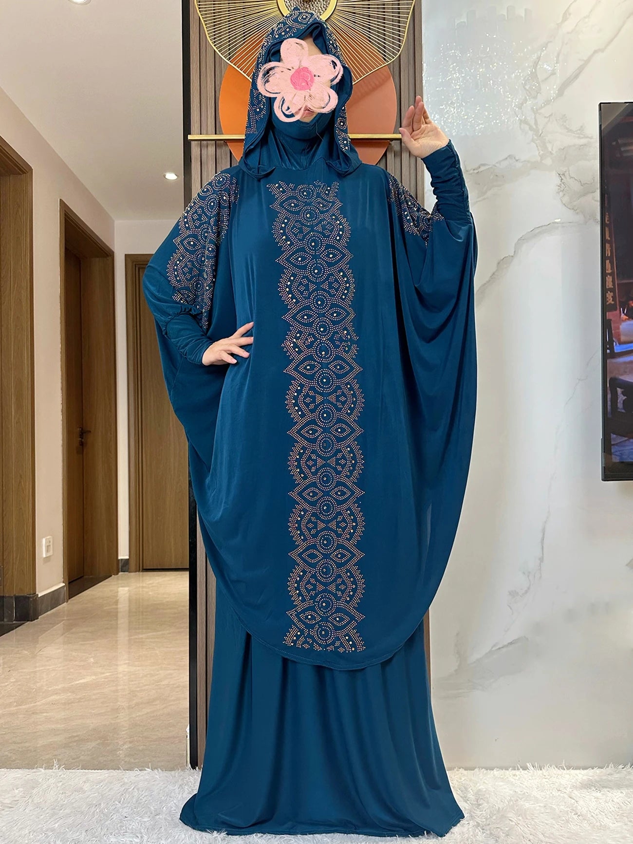 New Two Piece Set Solid Jilbab Prayer Muslim Abaya Set Women Prayer Garment Dress Hijab Long Khimar Skirt Sets Islamic Ramadan