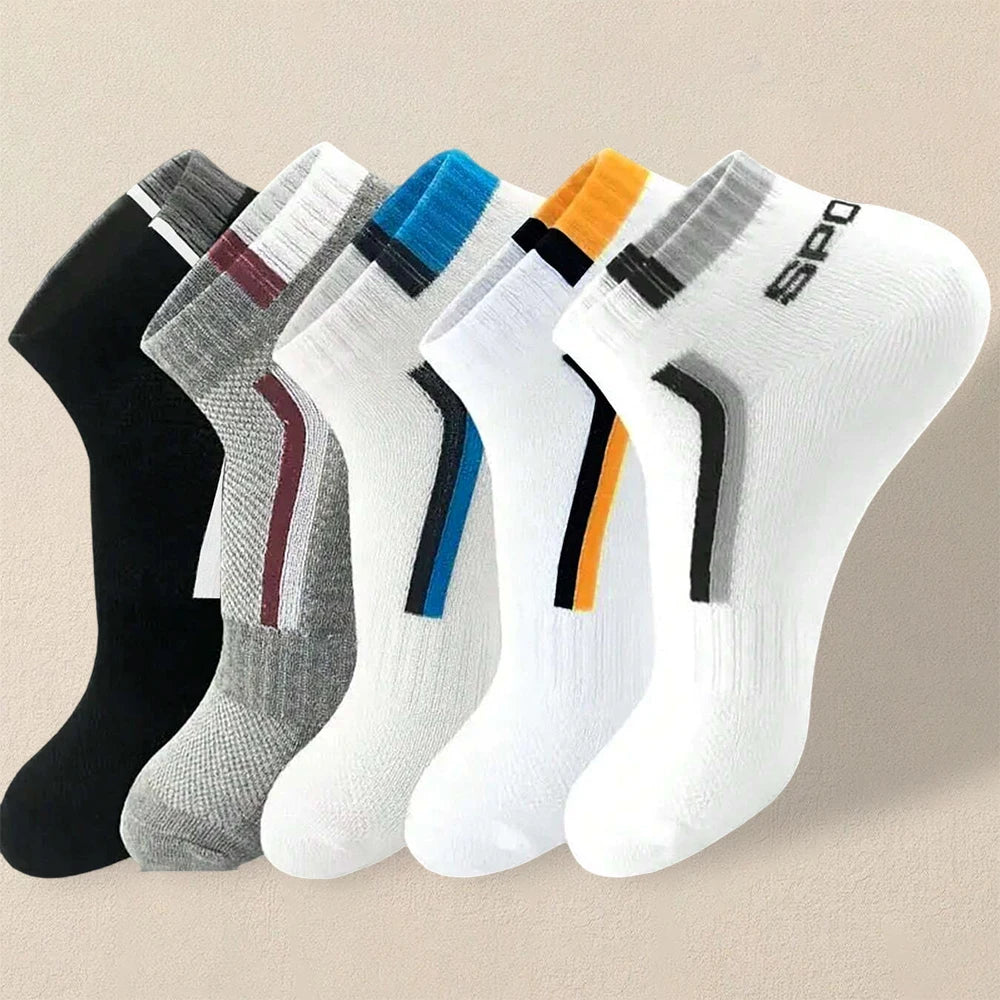 5 Pairs Men Summer Socks Trendy Fashionable Simple Versatile Men Ankle Socks Comfortable Lightweight Breathable Casual Socks.