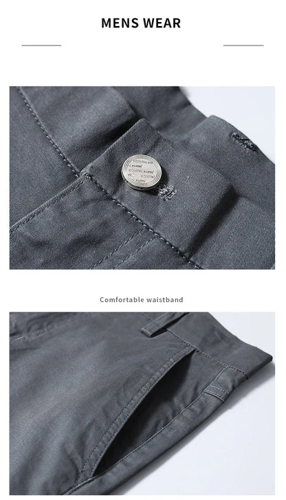 Men's High Quality Pure Cotton Classic Solid Color Casual Pants Business Stretch Slim Straight Brand Trousers Male Autumn New