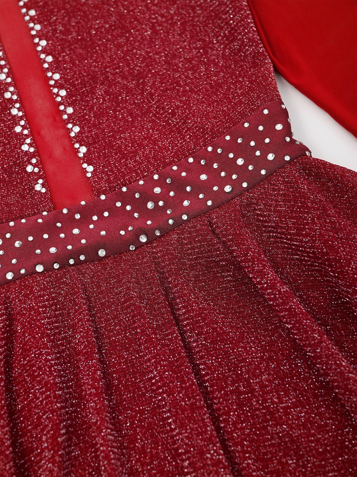 Kinder Mädchen Eiskunstlauf Kostüm Ballett lyrische Tanz gymnastik Trikot Kleid Langarm glänzend Mesh Performance Dance wear