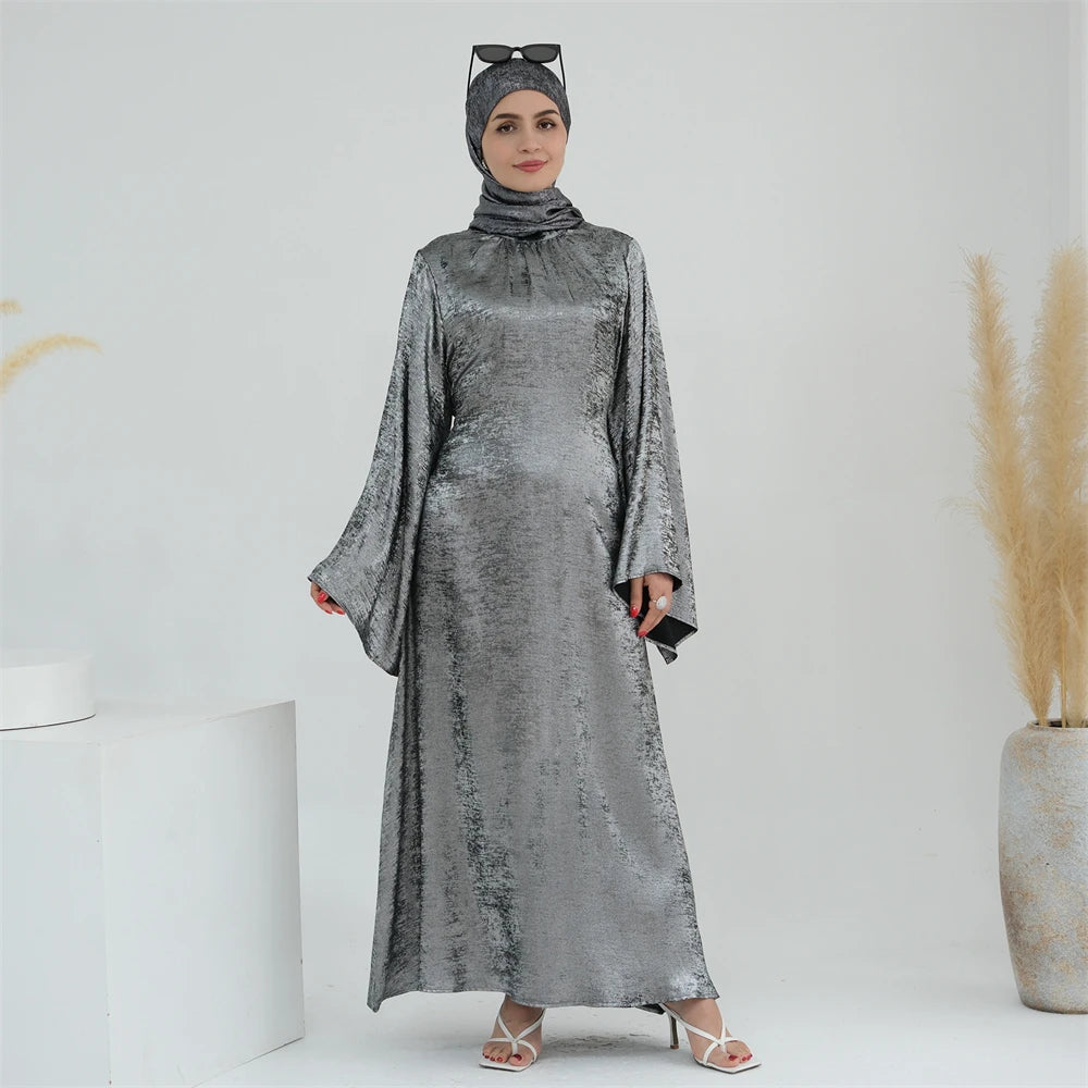 Ramadan Satin Shimmer Abaya Damen Dubai Luxury Islam Muslim Kaftan Dresses Kebaya Abayas For Women Robe Musulmane Femme Vestidos