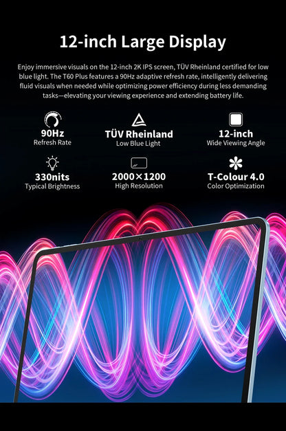Teclast T60 Plus Tablet 12 inch MTK Helio G88 8-core CPU 6GB RAM 128GB ROM Android 14 Dual-band WiFi BT5.0 8000mAh 13MP+8MP.