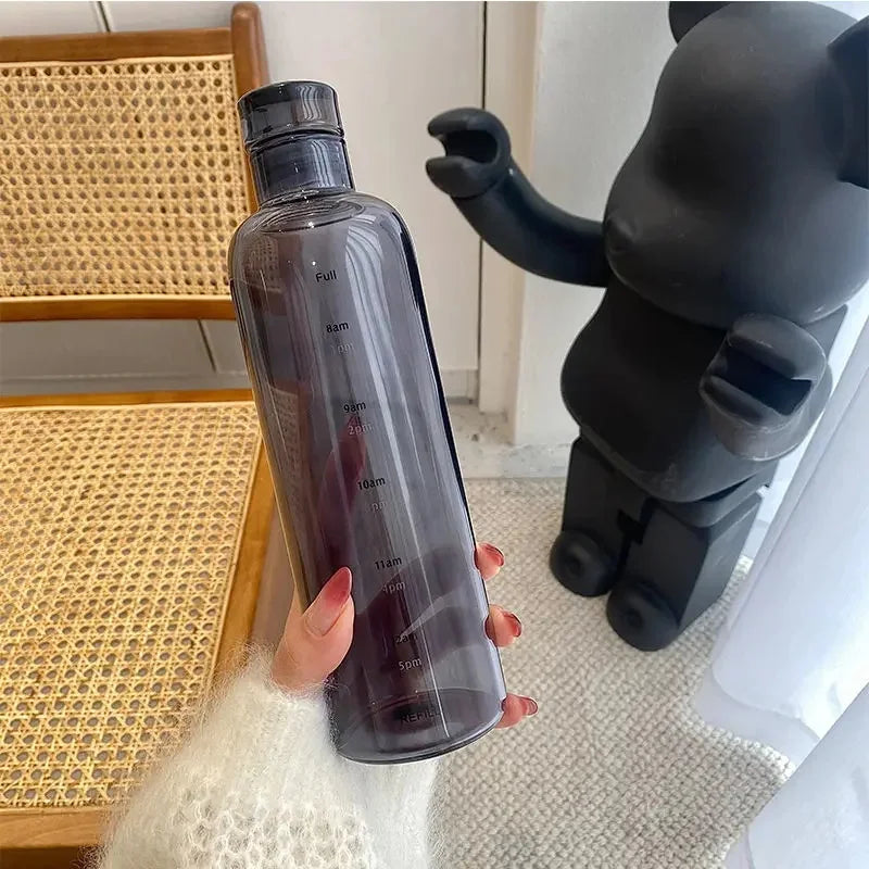 Newest Water Cup Sport Water Bottle With Time Scale Couple Plastic Portable Water Container Anti-drop Outdoor Water Bottle.