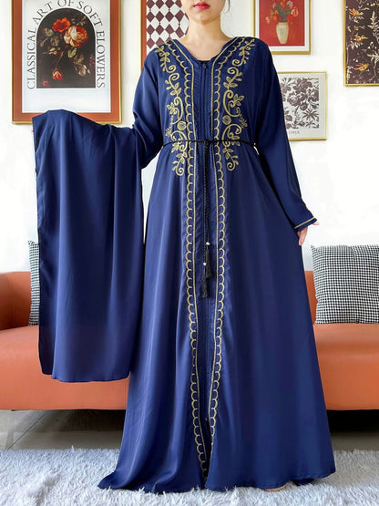2025 New Elegant Women Abaya Long Sleeve Chiffon Loose Open Abaya Muslim Islamic Clothing Cardigan Style for Special Occasions