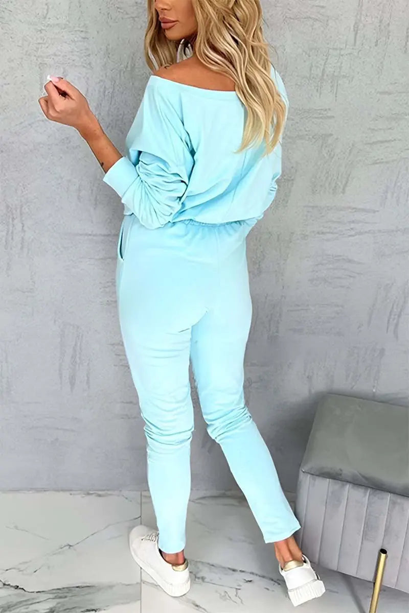 New Letter Printed Women's Two-piece Set Casual Sports Suit Autumn Long-sleeved T-shirt Top + Small Leg Trousers 2-piece Sets.