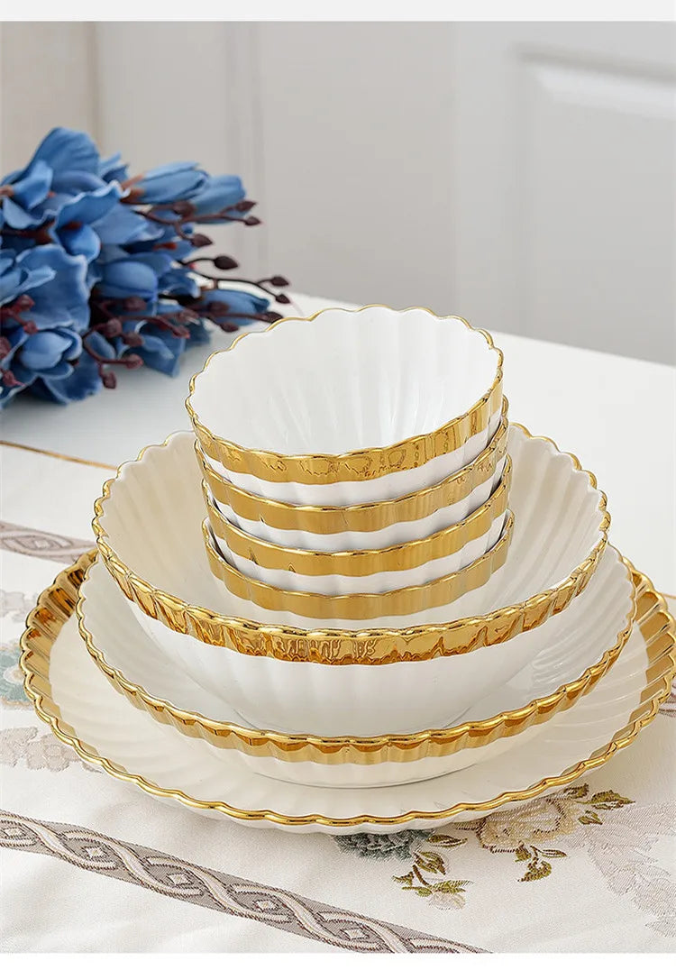 1pcs Upgrade white porcelain plates for food, dinner dishes, salad, soup bowls, ceramic porcelain plates, and tableware.