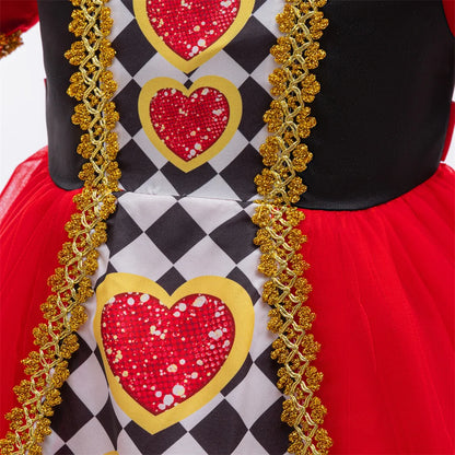 Alice Red Queen Cosplay Prinzessin Kleid Mädchen Deluxe Performance Kleidung Kind Karneval Halloween Party Charm Kostüm Geburtstagsgeschenk.