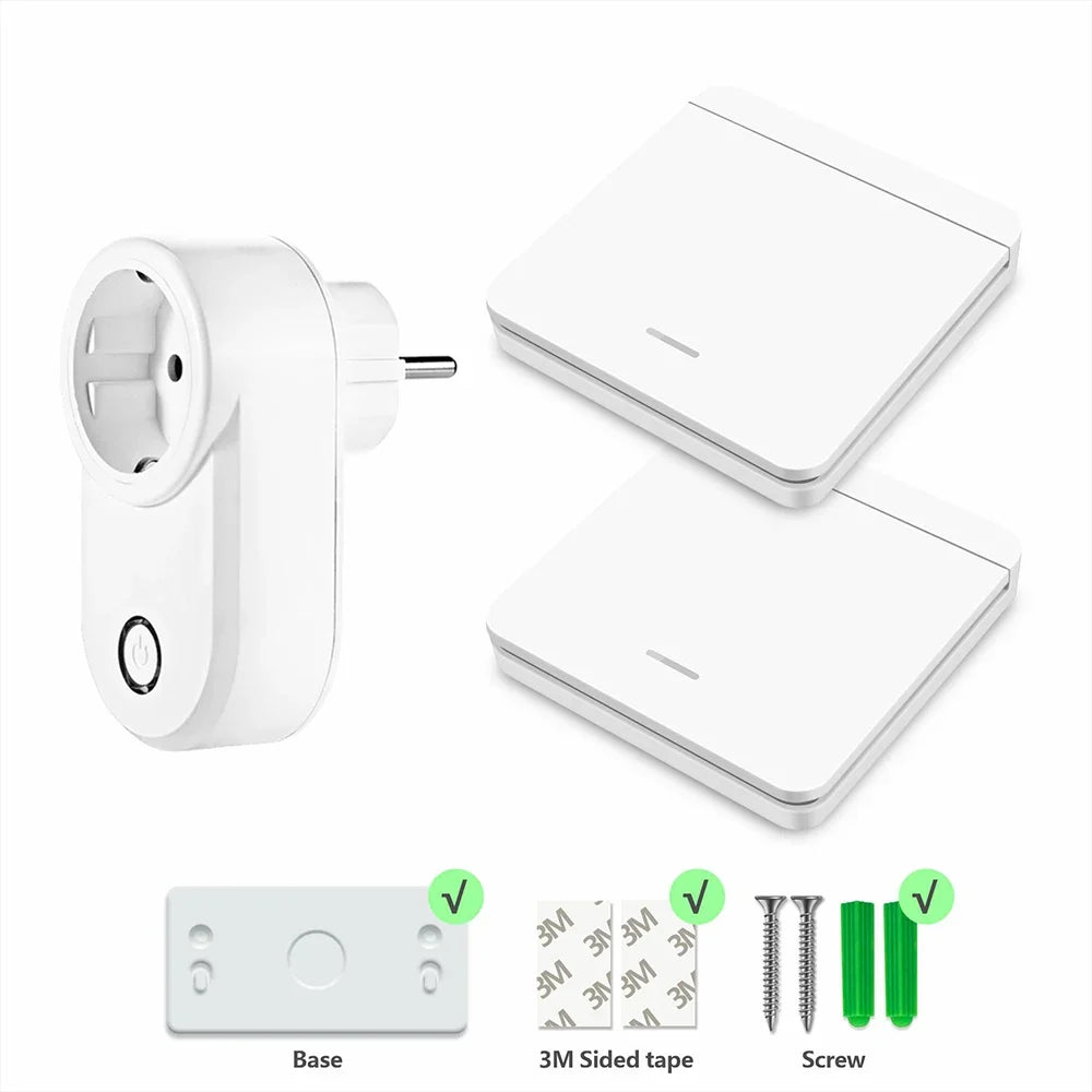 433 Mhz Drahtlose Steckdose Fernbedienung AUF OFF Smart Plug EU FR Mit Wand Schalter Steckdose 15A 220 V für Home Appliance Licht Fan