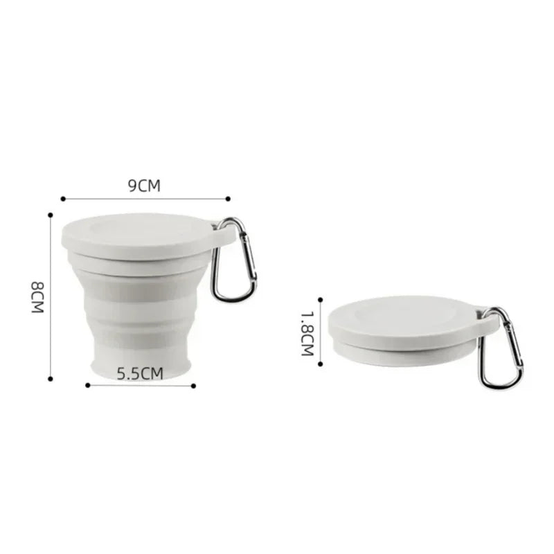 180ml Folding Cup Mini Retractable Cup Silicone Portable Teacup Outdoor Travel Coffee Telescopic Drinking Mug with Lid.