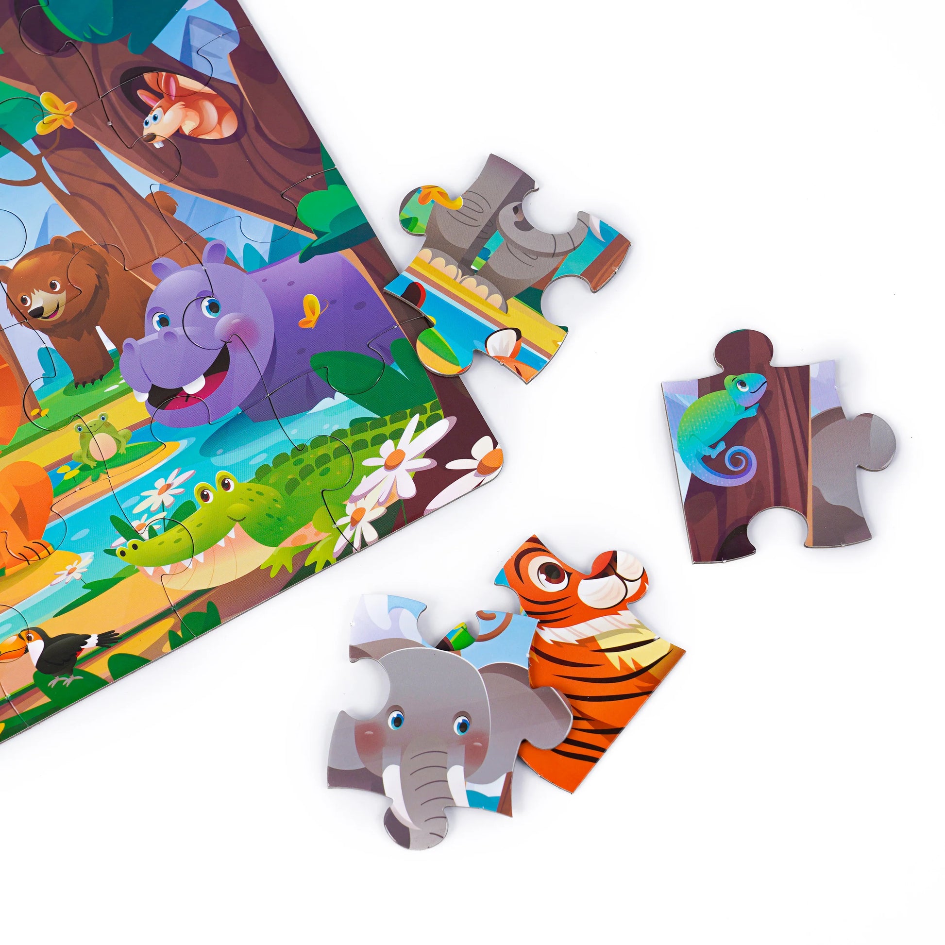 Kids Cartoon Animal Jigsaw Puzzles Montessori Educational Toys Parent-Child Theme Game Paper Educational Gift for Children.