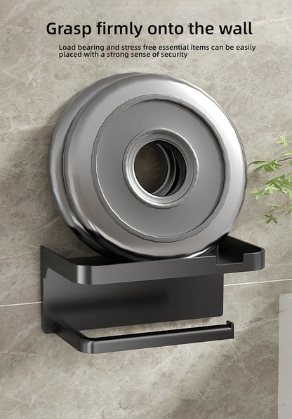 1 Stück wandmontiertes Aufbewahrungsregal, Toilettenpapierhalter, No-Punch Roll Organizer – Badezimmer-Aufbewahrungszubehör