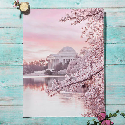 Pink Cherry Blossom Tulip Bicycle Flower Nordic Posters Ferris Wheel Wall Art Print Canvas Painting Living Room Home Decoration.