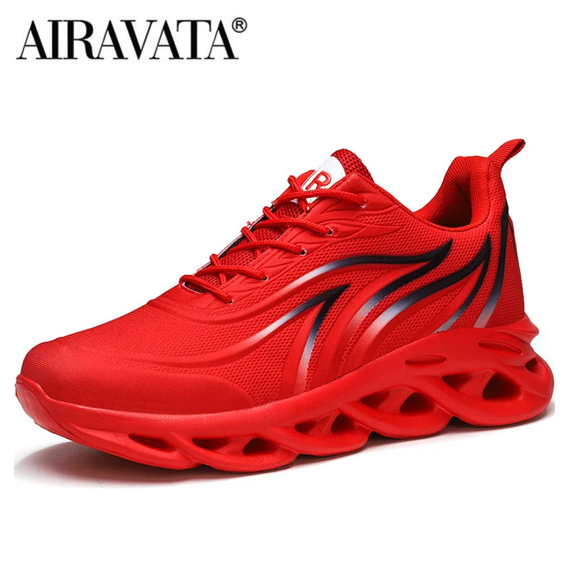 Men's Flame Printed Sneakers Flying Weave Sports Shoes Comfortable Running Shoes Outdoor Men Athletic Shoes.