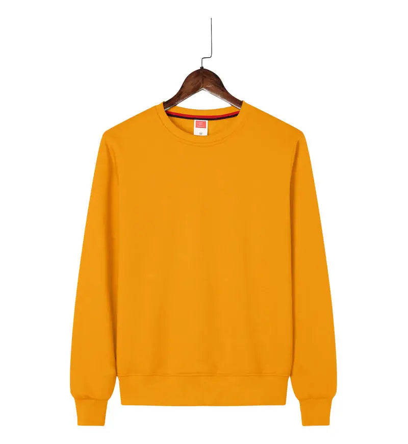 Men's Casual Pullover Custom Printed Embroidery Company Logo Clothing Fashion Winter Warm Sweater Solid Color Sweatshirt 4xl