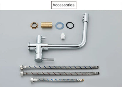 Balck Kitchen Filtered Faucet Brass Purifier Faucet Dual Sprayer Drinking Water Beige with Dot Vessel Sink Mixer Tap Torneira