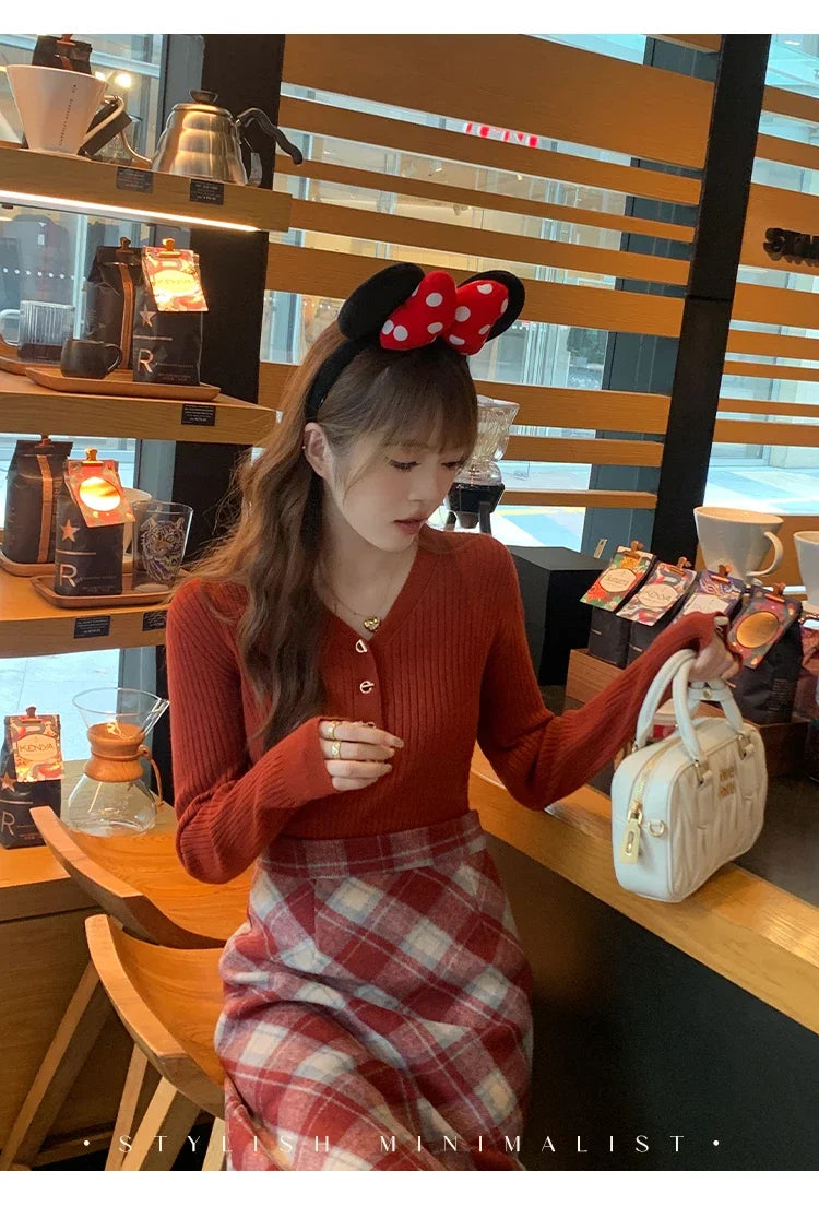 2023 herbst Winter Frauen Pullover Beiläufige Dünne Taste Gestrickte Pullover Pullover Femme Grundlegende Solide Jersey Tops Mode Kleidung.