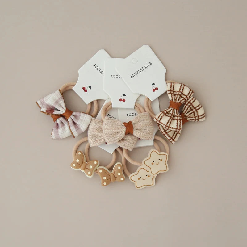 10Pcs/Lot, Elastic Hair Bow Clips for Children, Children's Headwear Hair Accessories for girls, Cute Hair ties, Lovely Hair Rope