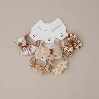 10Pcs/Lot, Elastic Hair Bow Clips for Children, Children's Headwear Hair Accessories for girls, Cute Hair ties, Lovely Hair Rope