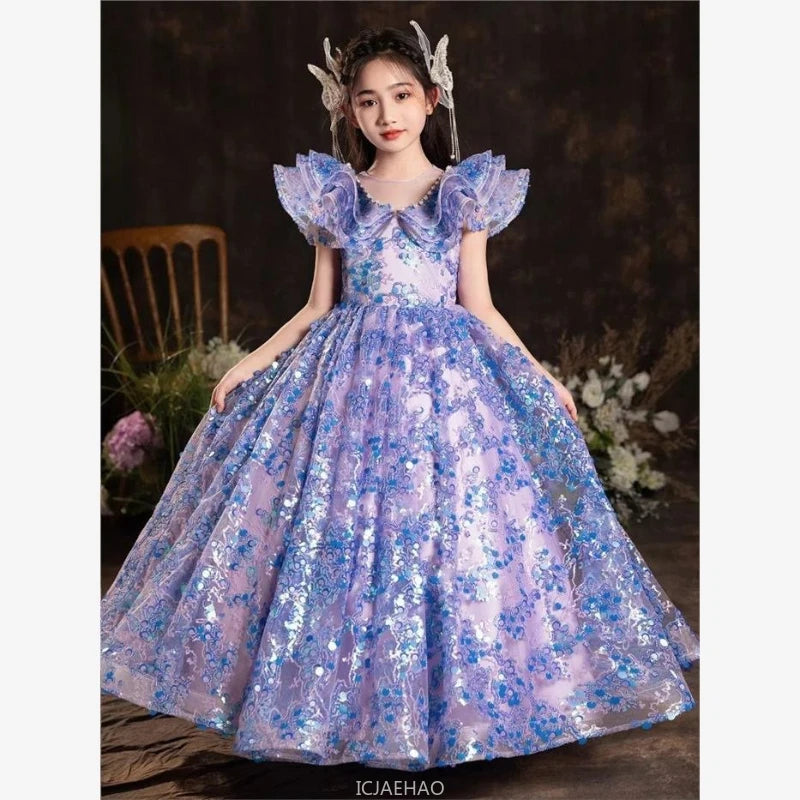 Elegante Mädchen Prinzessin Geburtstag Party Blumenmädchen Hochzeit Schönheit Kleid Kinder Leistung Weiß Rosa Tutu für formelle Anlässe.