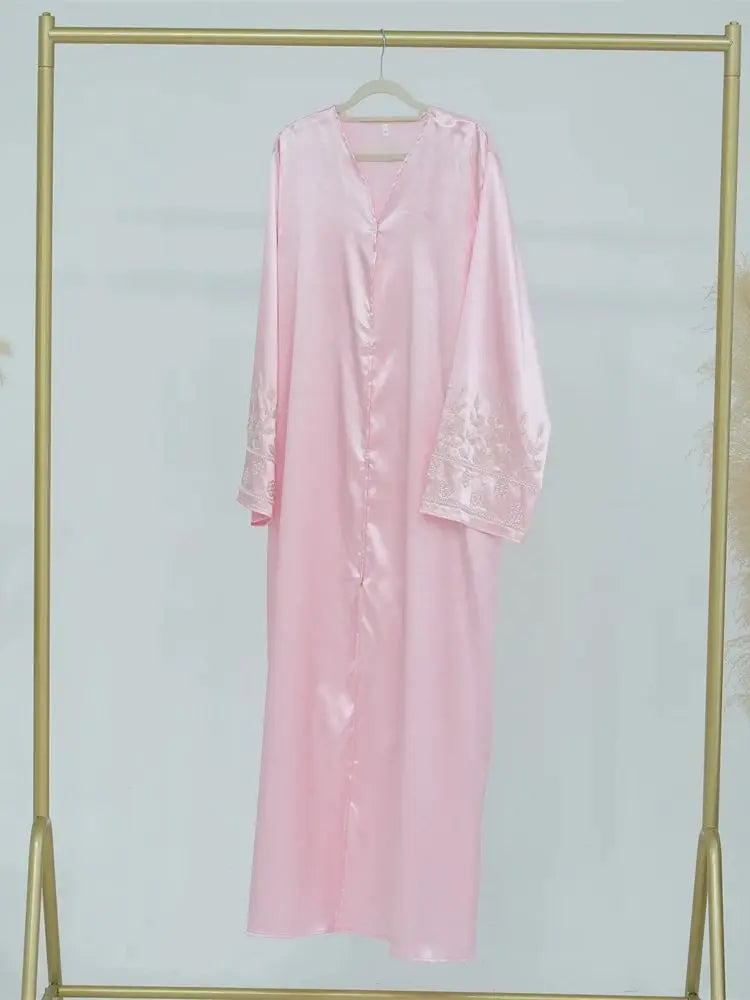 Ramadan Eid Open Beading Kimono Abaya Dubai Muslim Prayer Clothes Women Kebaya Kaftan Dress Islam Robe Arabe Femme Musulmane