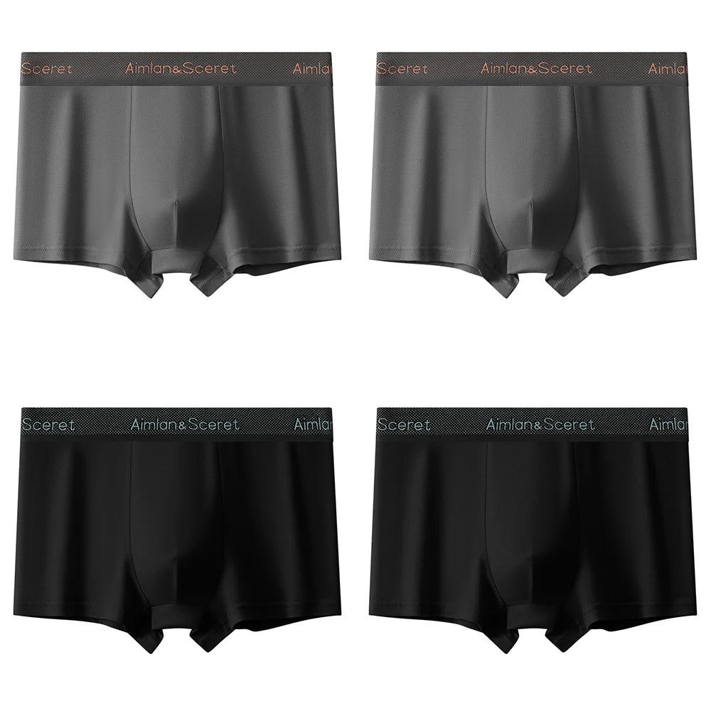 4Pcs Männer Unterwäsche Sportliche Boxer Plus Größe Jugend Boxer Shorts Bequeme Atmungsaktive Flache Hosen männer Quadratische Höschen Slip geschenk