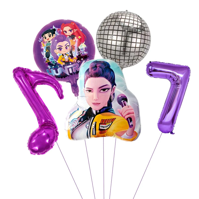 1 Set Kpop Dämonenjäger Thema Ballon Mädchen Alles Gute zum Geburtstag Party Dekoration Kinder Baby Dusche Geschenke Lieferungen