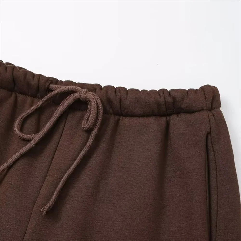 autumn new women's fashionable casual zipper decoration hooded long sleeved sportswear jacket wide leg pants set.