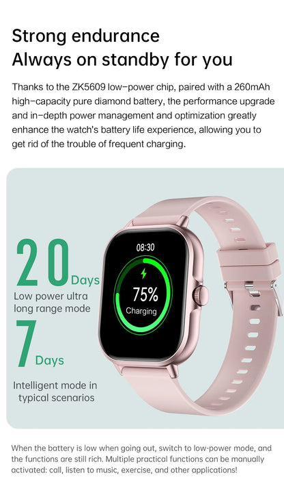 2025 2.01'' Smart Watch Bluetooth Call Play Music Smartwatch Fitness Clock Sport Waterproof Watches for Men Women iPhone Android.