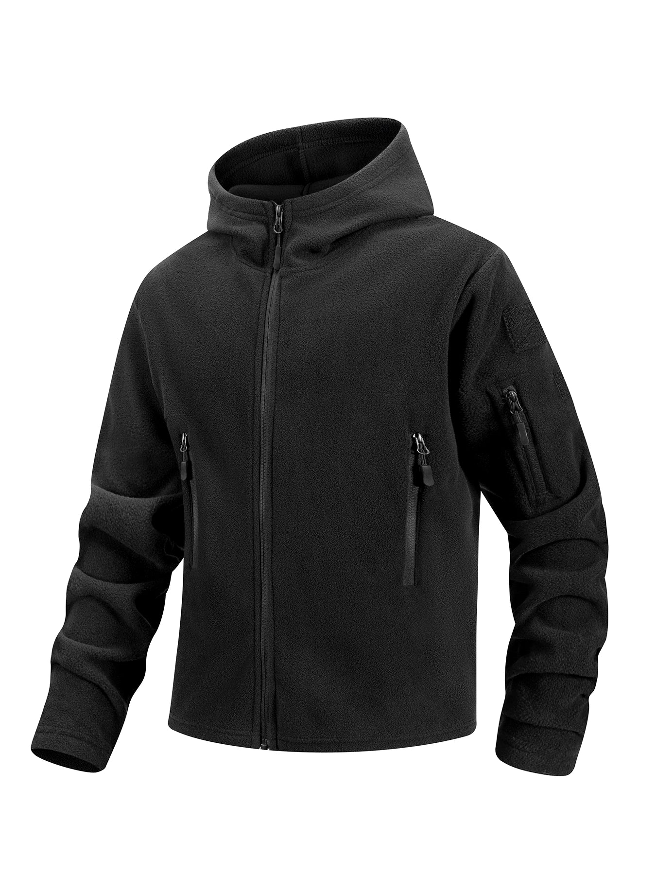 Men's Polar Fleece Zipper Hooded Jacket Autumn Winter Thermal Warm Work Coats Full-Zip Up Windproof Outdoor Hoodie Sweatshirt