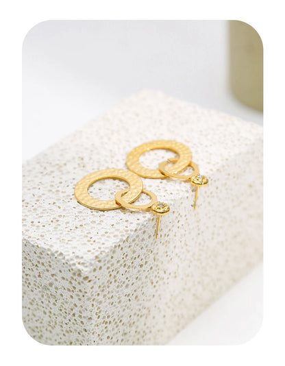 YACHAN Stainless Steel Statement Drop Earrings For Women 18 K Gold Plated Tap Metal Texture Dangle Earring Trendy Jewelry Gift.