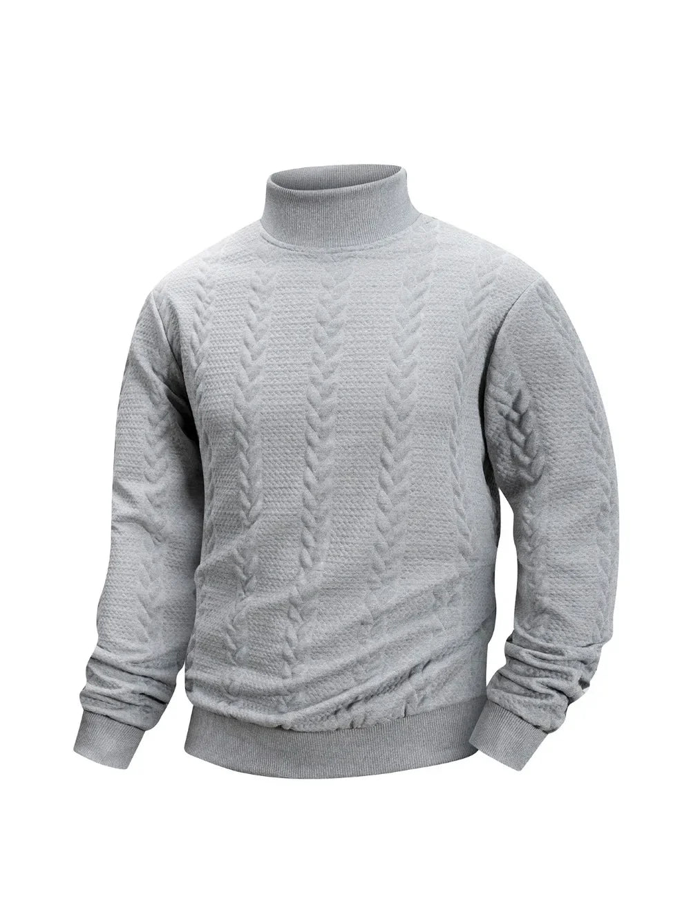 Autumn Casual Long Sleeve Pullover Turtleneck for Old Money Style Solid Color Knitted Jacquard Round Neck Sweater Male Clothing.