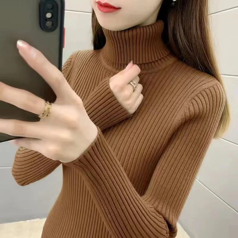 2024 neue Frauen Rollkragen Winter Pullover Frauen Langarm Gestrickte Frauen Pullover Und Pullover Weibliche Jumper Trikot Tops.