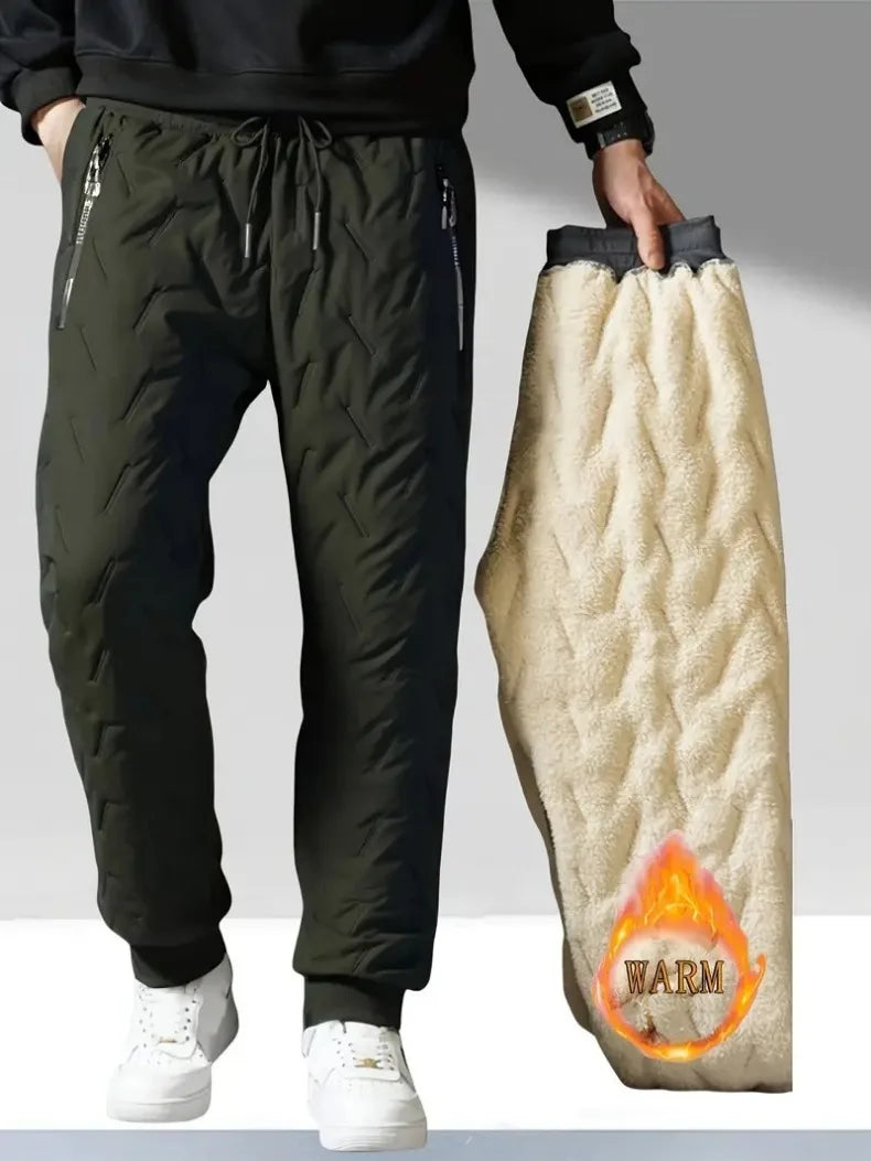 UETEEY Winter Thermal Fleece Pants Men Plush Lambswool Thicken Warm Waterproof Trousers Man Casual Windproof Joggers Sweatpants.