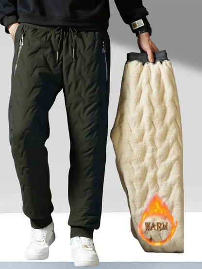 UETEEY Winter Thermal Fleece Pants Men Plush Lambswool Thicken Warm Waterproof Trousers Man Casual Windproof Joggers Sweatpants.