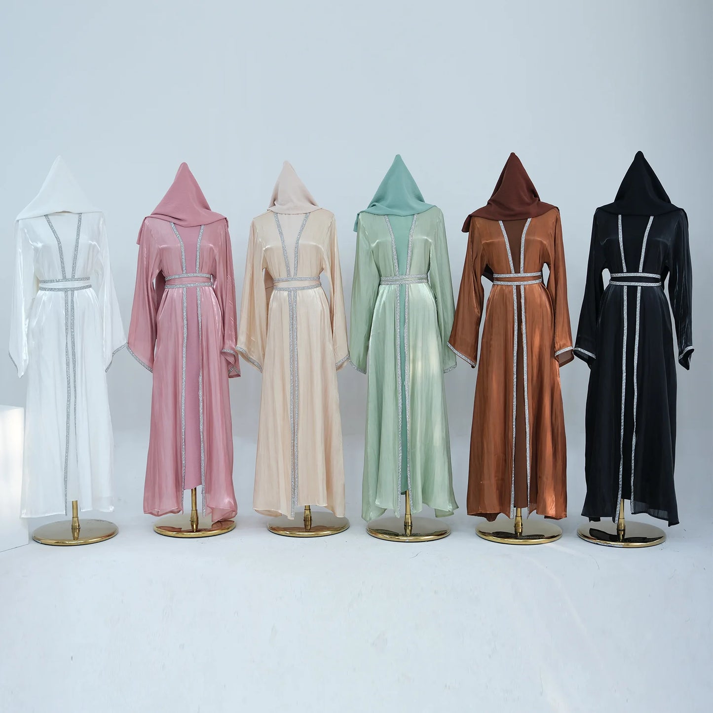 Muslim Abaya for Women Eid Dress 2 Piece Set Diamond Morocco Ramadan Lace-up Abayas Kaftan Islam Cardigan Dubai Arab Long Robe