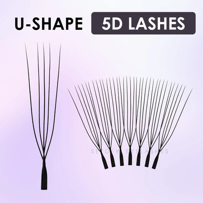 SEEDEW U Shaped 2D/3D/4D/5D Eyelashes Extension Premium Soft False Eyelashes Premade Fan U Lashes.