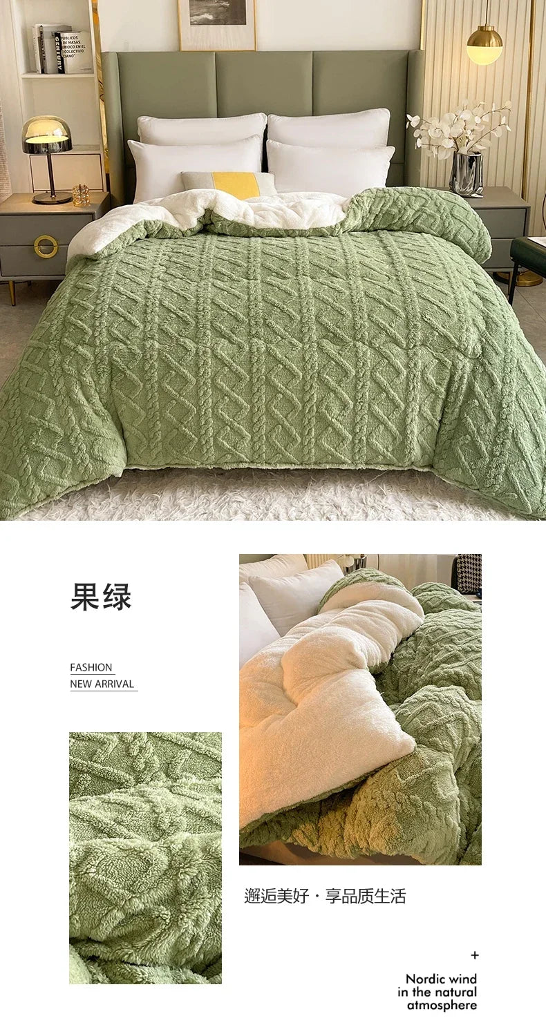 High End Thickened Winter Warm Blankets for Beds Artificial Lamb Cashmere Weighted Blanket Thicker Warmth Duvet Quilt Comforter