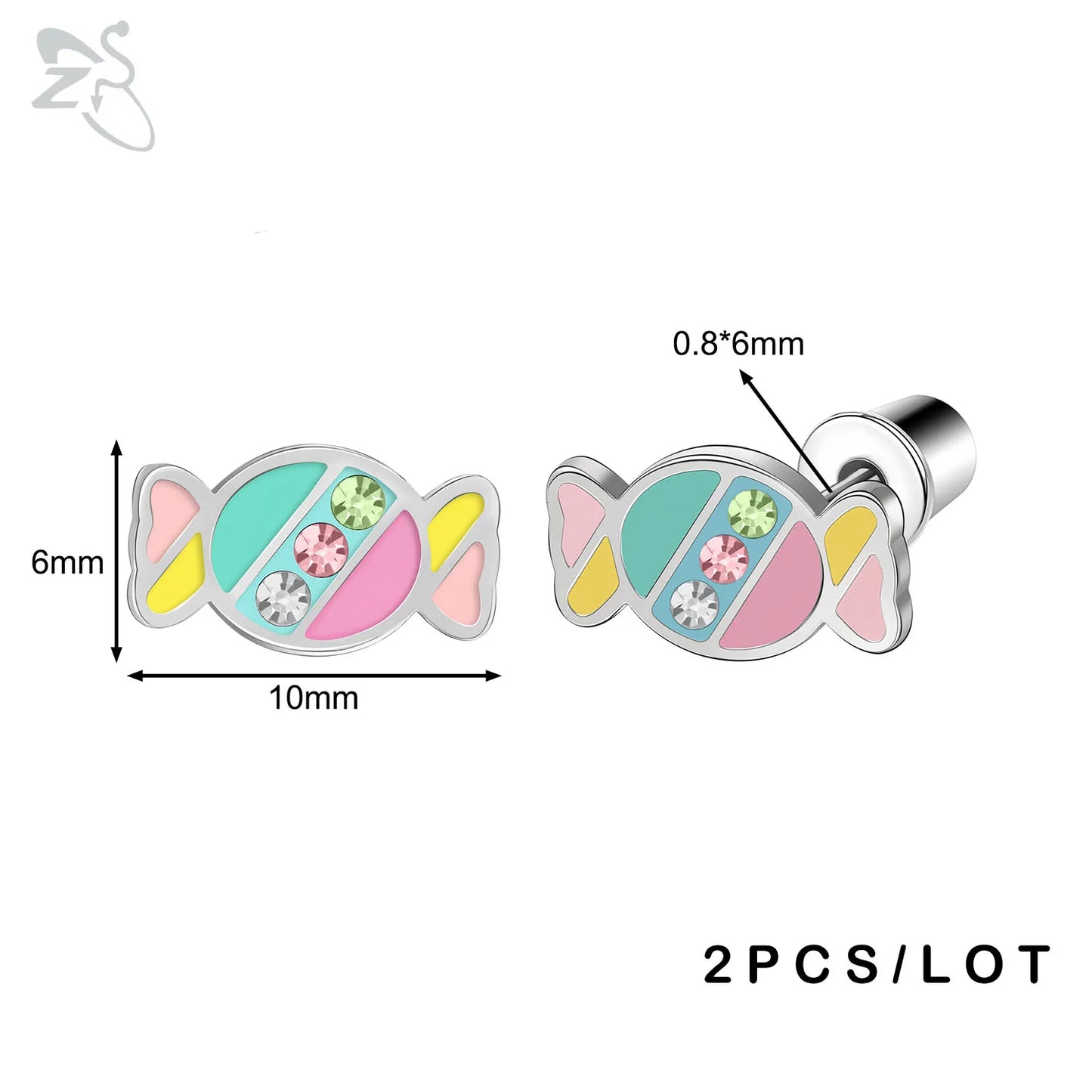 ZS 2Pcs/lot Stainless Steel Butterfly Star Heart Stud Earring Silver Color Earrings Ear Tragus Helix Tragus Piercing 20G Jewelry