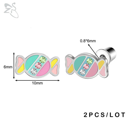 ZS 2Pcs/lot Stainless Steel Butterfly Star Heart Stud Earring Silver Color Earrings Ear Tragus Helix Tragus Piercing 20G Jewelry