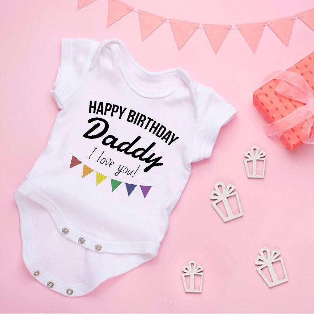 Alles Gute zum Geburtstag Papa Baby Body Vater Party Jungen Mädchen Outfit Strampler Säugling Sommer Kleinkind Kurzarm Kleidung Ropa Geschenke.
