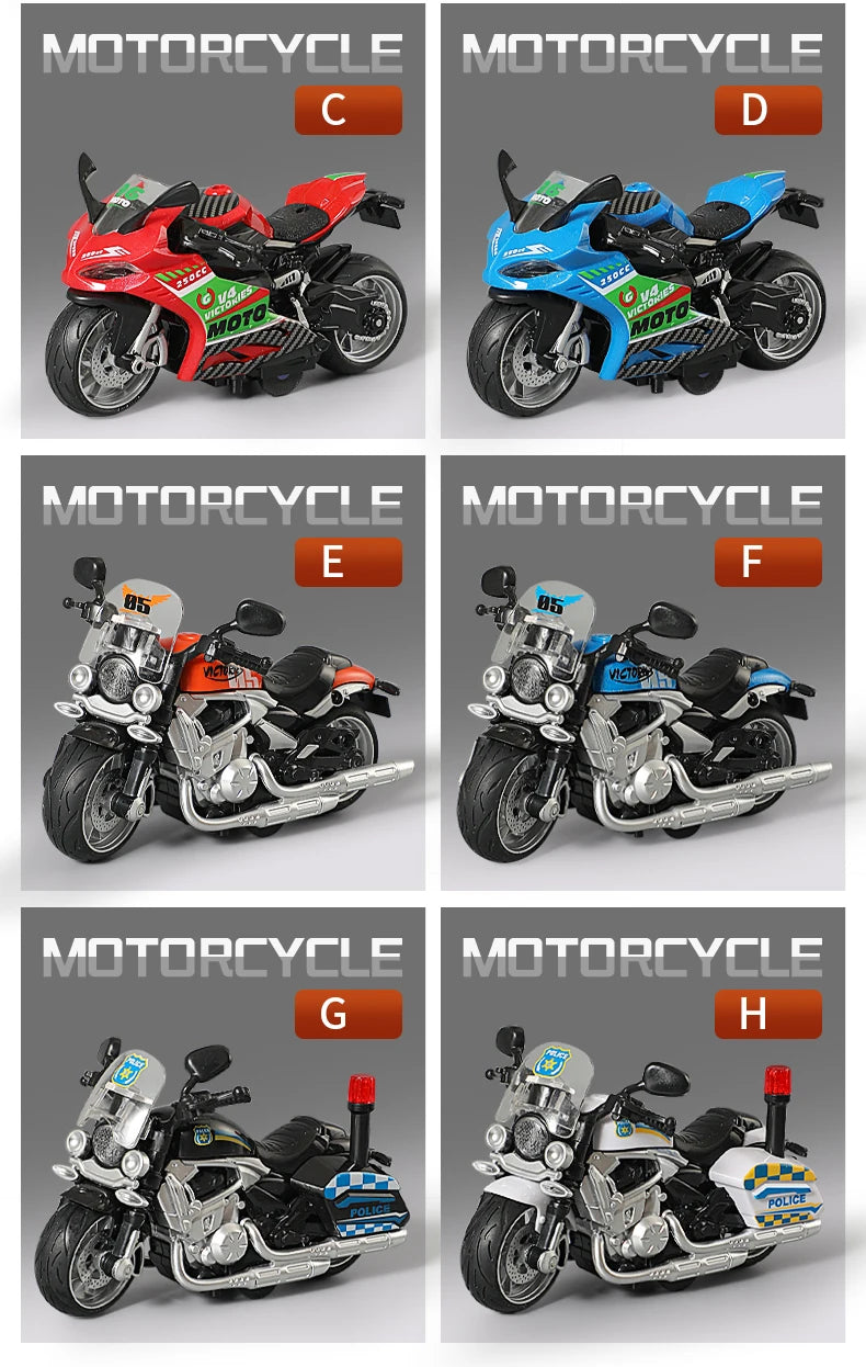 1:12 Sound Light Motorcycle Alloy+Plastic Moto Car Model Diecast Play Vehicles Decoration Collection Boy Toys For Children Gift.