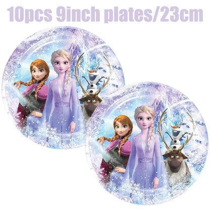 Disney gefroren Geburtstag Dekorationen Mädchen Papier Geschirr Teller Servietten Tassen Schnee königin Geburtstag Deko Hintergrund Luftballons Lieferungen