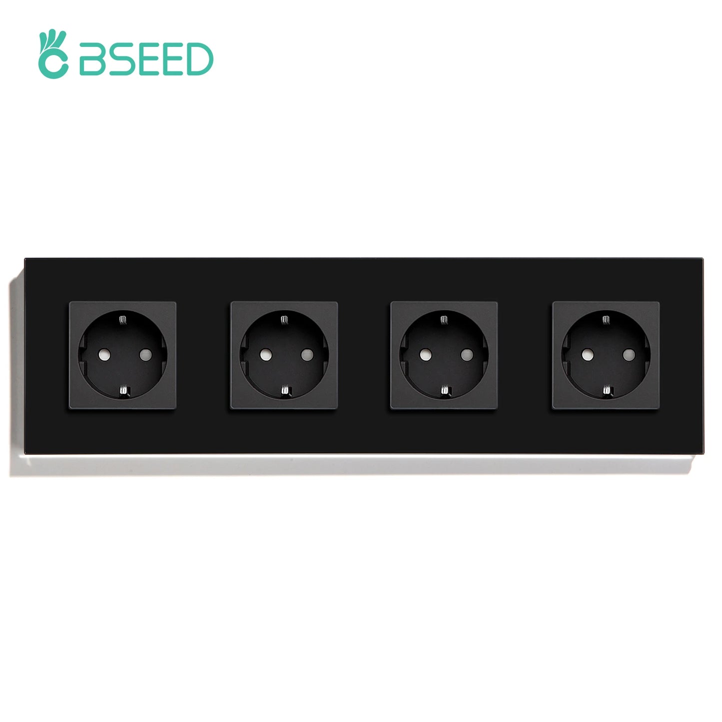BSEED Touch-Lichtschalter mit EU-USB-Steckdosen, schwarze Wand-LED-Schalter, 1/2/3 Gang, 1-Wege-Kristall, dunkelblaue Hintergrundbeleuchtung, Wandschalter