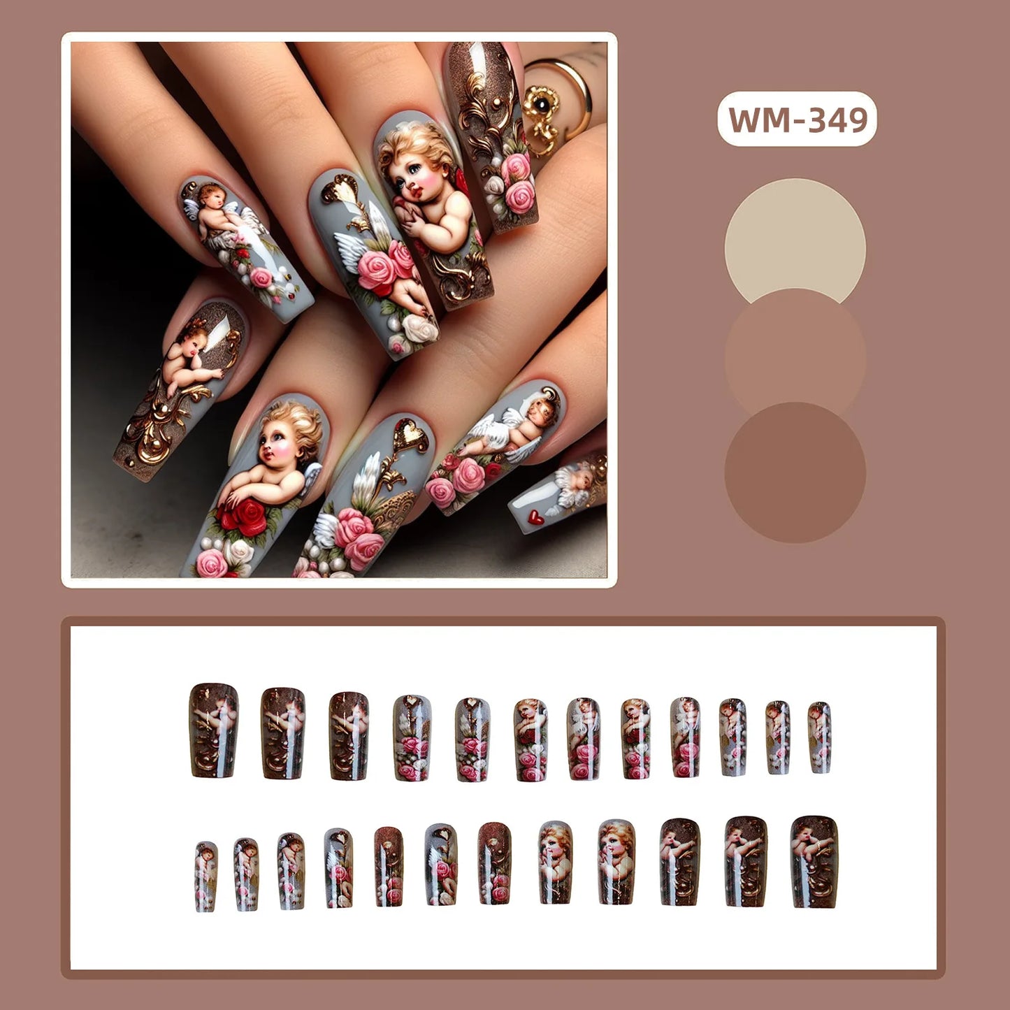 24pcs Red Star Print Fake Nails Sweet Cool Short Almond Press on Nail for Women Wearable Detachable Ins Spice Girl False Nails