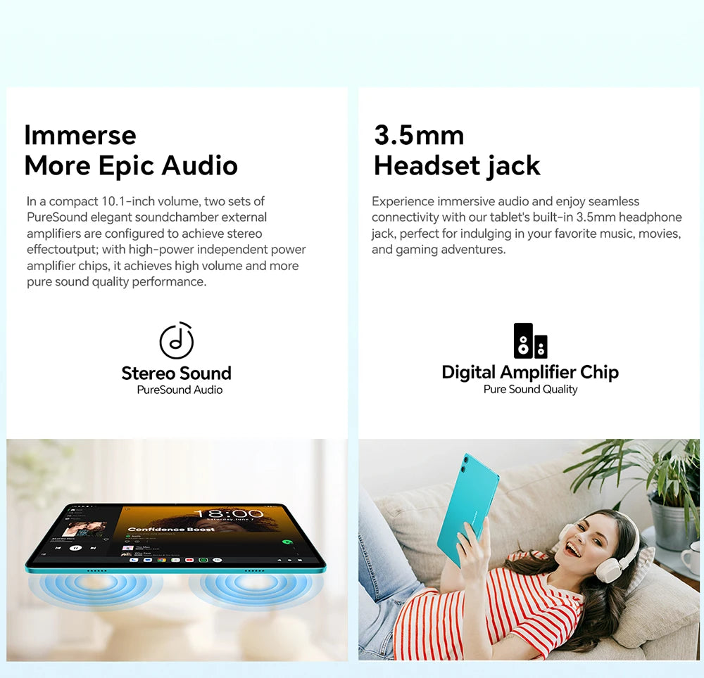 Teclast P30 Tablet Android 14 Max 12GB(4GB+8GB Expansion) RAM 128GB ROM 10.1" Tablets Unisoc T606 8-Core 6000 mAh AI Dual Camera.