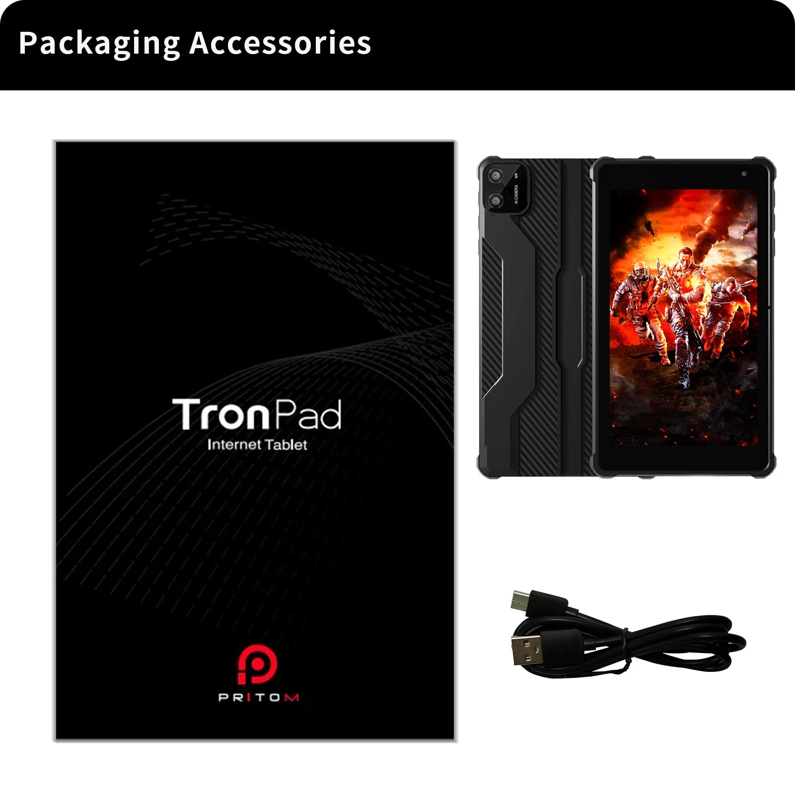 PRITOM Tablet 7" Android 14 Tablets, 8GB RAM(3+5GB Expand) 64GB ROM, A523 Octa-Core Processor, 5G WiFi+WiFi6, Dual Camera,Black.