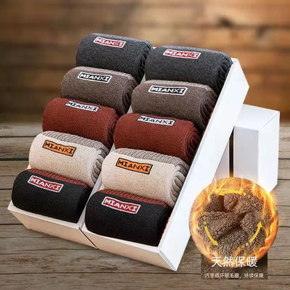 10Pairs/Men's Cotton Socks Winter Autumn Thickened Warm Mid-tube Socks Cotton Loop To Keep Warm Antibacterial Socks for MenWomen.